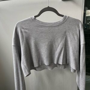 Cropped grey waffle tee